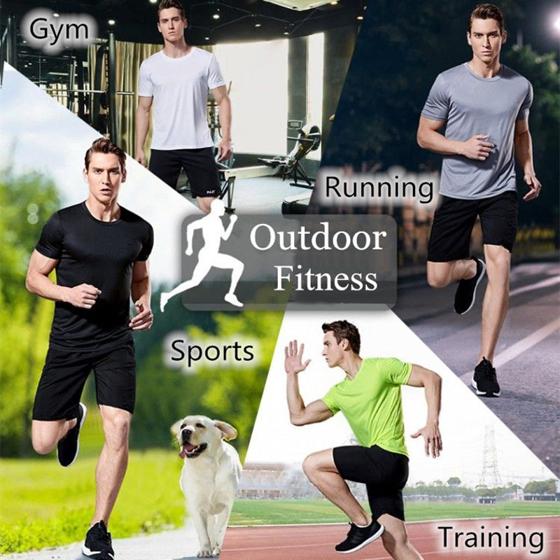 Gym Sport Shirt for Men Breathable Quick Dry Workout Tee  Round Neck Short Sleeve Activewear Top