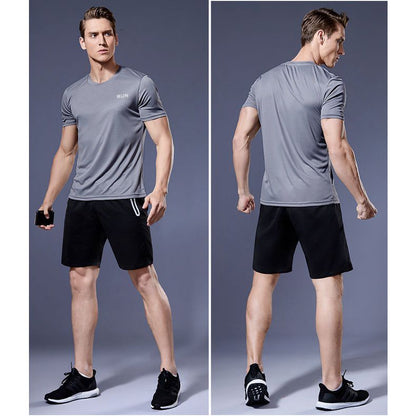 Gym Sport Shirt for Men Breathable Quick Dry Workout Tee  Round Neck Short Sleeve Activewear Top
