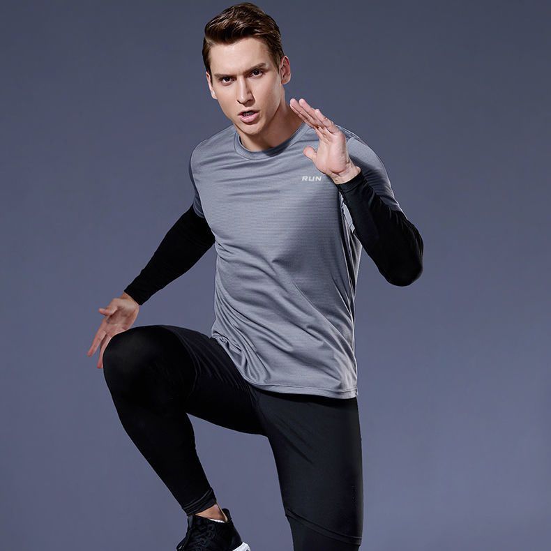 Gym Sport Shirt for Men Breathable Quick Dry Workout Tee  Round Neck Short Sleeve Activewear Top