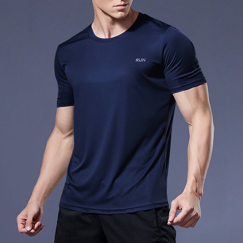 Gym Sport Shirt for Men Breathable Quick Dry Workout Tee  Round Neck Short Sleeve Activewear Top