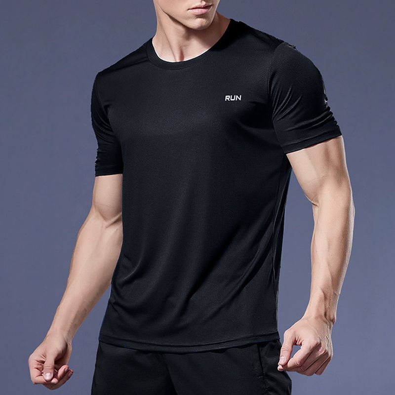 Gym Sport Shirt for Men Breathable Quick Dry Workout Tee  Round Neck Short Sleeve Activewear Top