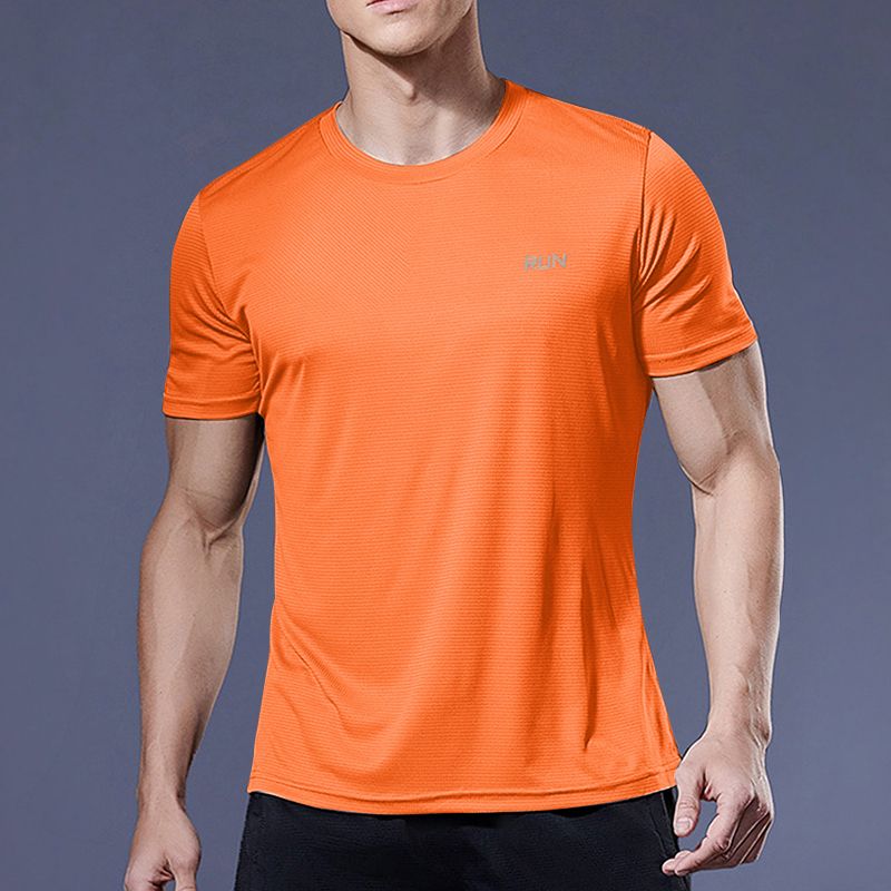 Gym Sport Shirt for Men Breathable Quick Dry Workout Tee  Round Neck Short Sleeve Activewear Top