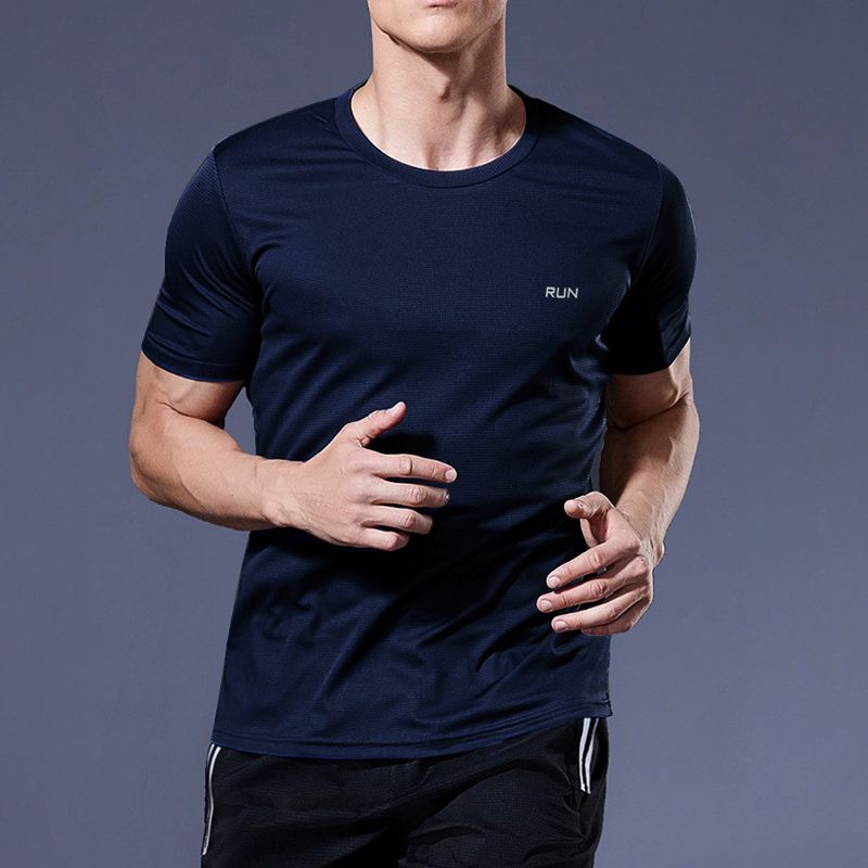 Gym Sport Shirt for Men Breathable Quick Dry Workout Tee  Round Neck Short Sleeve Activewear Top