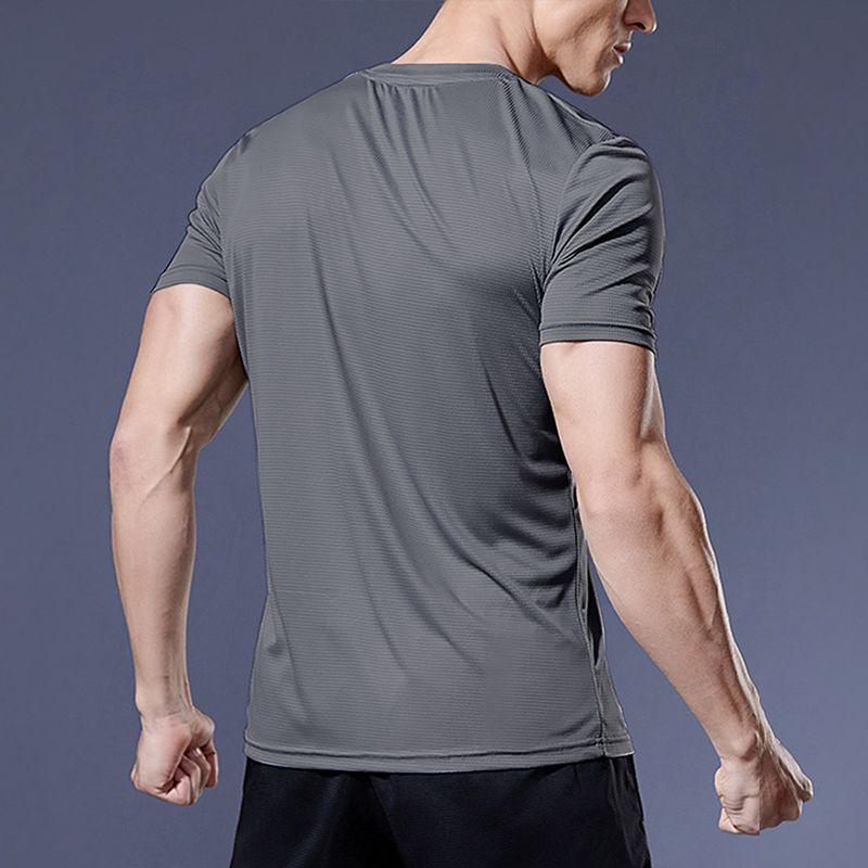 Gym Sport Shirt for Men Breathable Quick Dry Workout Tee  Round Neck Short Sleeve Activewear Top
