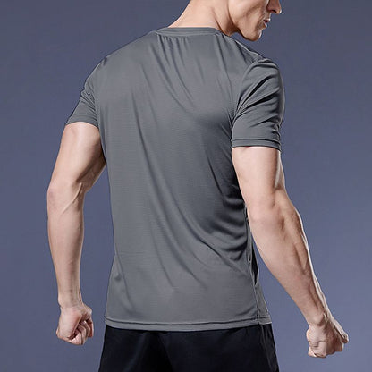Gym Sport Shirt for Men Breathable Quick Dry Workout Tee  Round Neck Short Sleeve Activewear Top