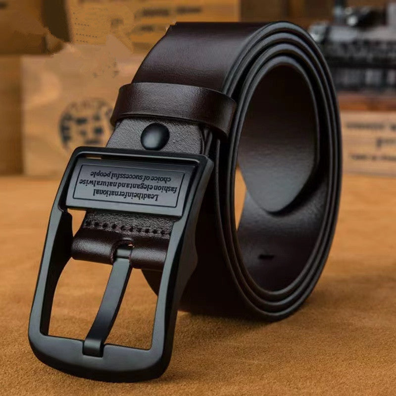 New Genuine Leather Belt for Men Adjustable Waist Strap with Alloy Pin Buckle Ideal for Casual  F