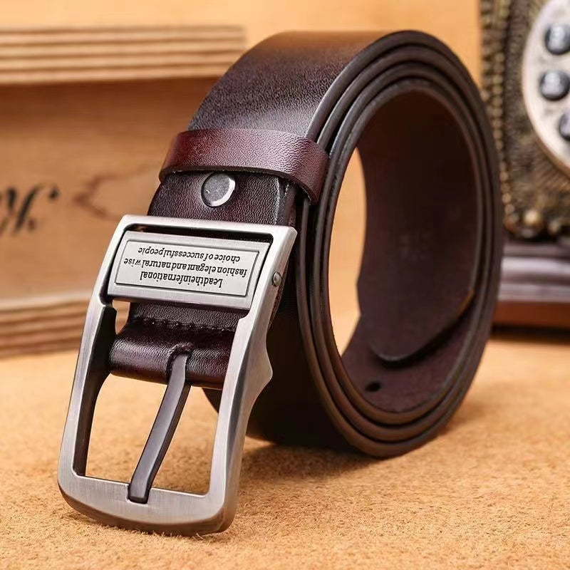 New Genuine Leather Belt for Men Adjustable Waist Strap with Alloy Pin Buckle Ideal for Casual  F