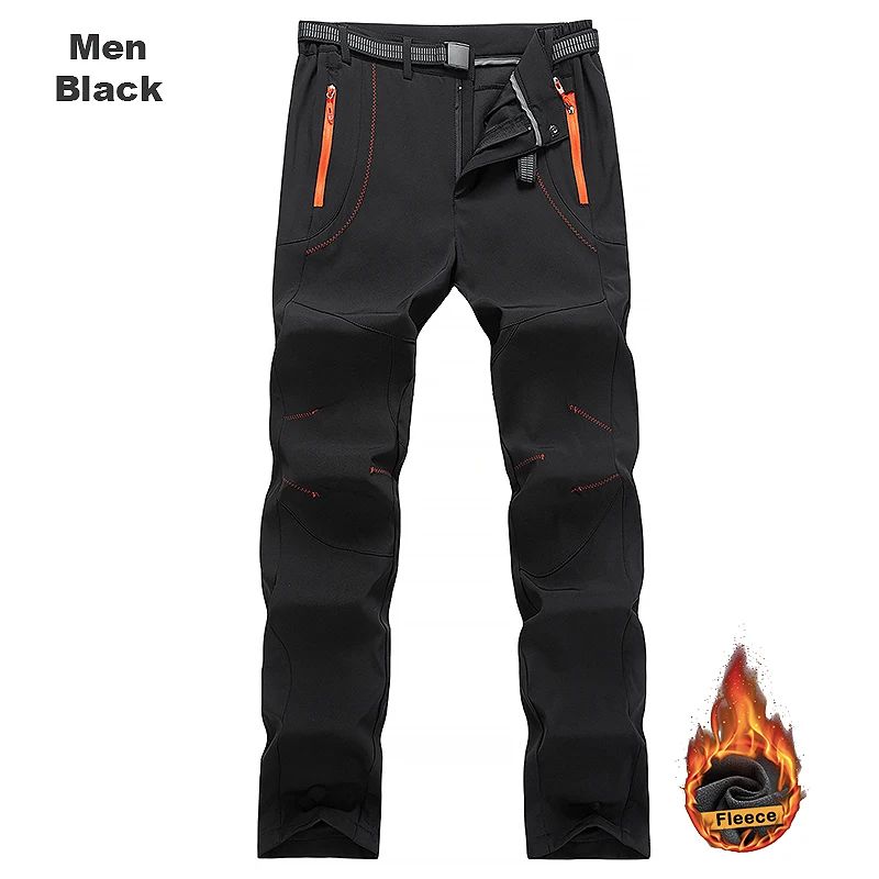 Winter Waterproof Hiking Pants for Men Windproof Outdoor Soft Shell Trekking Pants Warm Camping  Sk