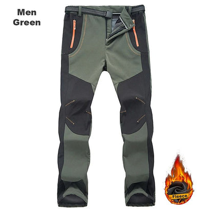 Winter Waterproof Hiking Pants for Men Windproof Outdoor Soft Shell Trekking Pants Warm Camping  Sk