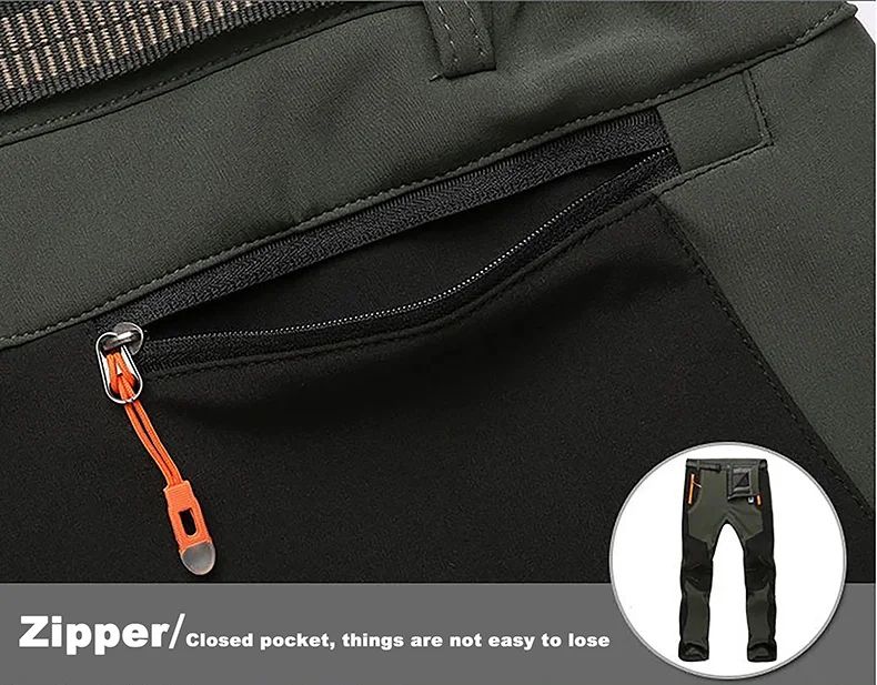 Winter Waterproof Hiking Pants for Men Windproof Outdoor Soft Shell Trekking Pants Warm Camping  Sk