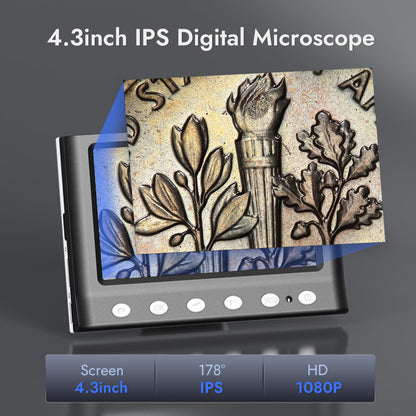 RIEVBCAU DM7 Digital Microscope 43 LCD 1000X Magnification W 1080P Camera 8 LED Lights For Coin Col 1