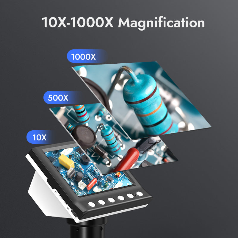 RIEVBCAU DM7 Digital Microscope 43 LCD 1000X Magnification W 1080P Camera 8 LED Lights For Coin Col 2