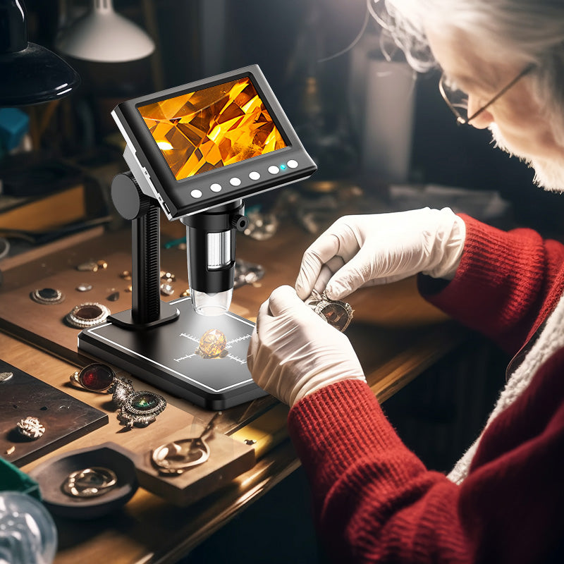 RIEVBCAU DM7 Digital Microscope 43 LCD 1000X Magnification W 1080P Camera 8 LED Lights For Coin Col 5