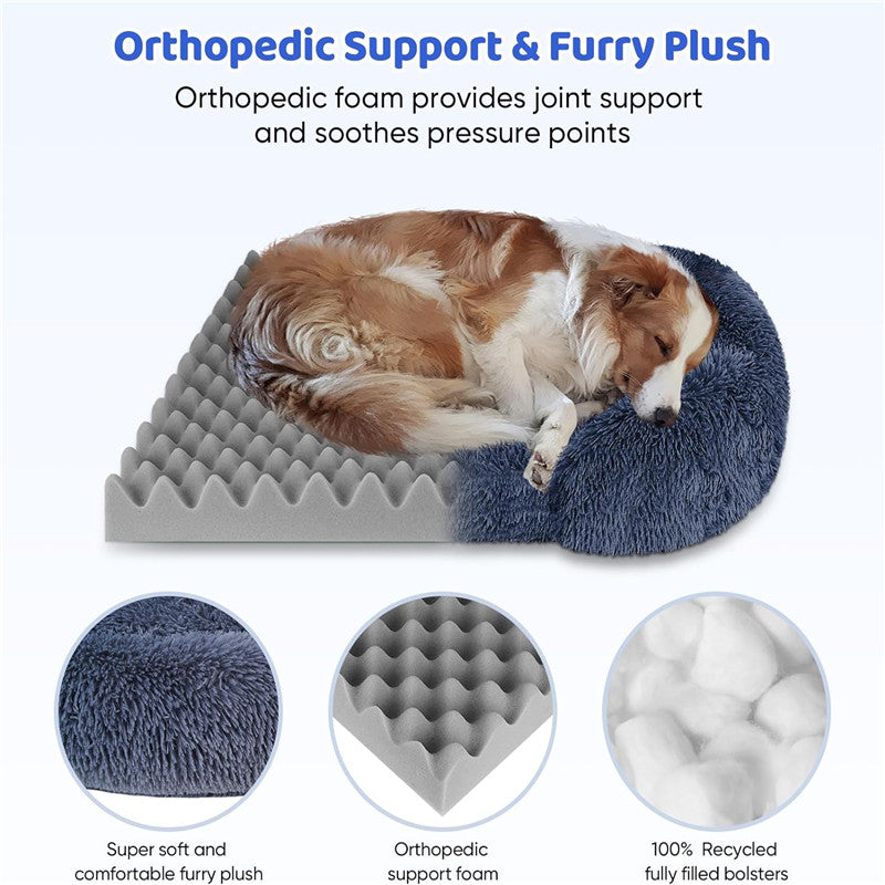 Dog Plush Pet Bed With Winter Thickened Pad And Removable Sleeping Sofa Pad 3