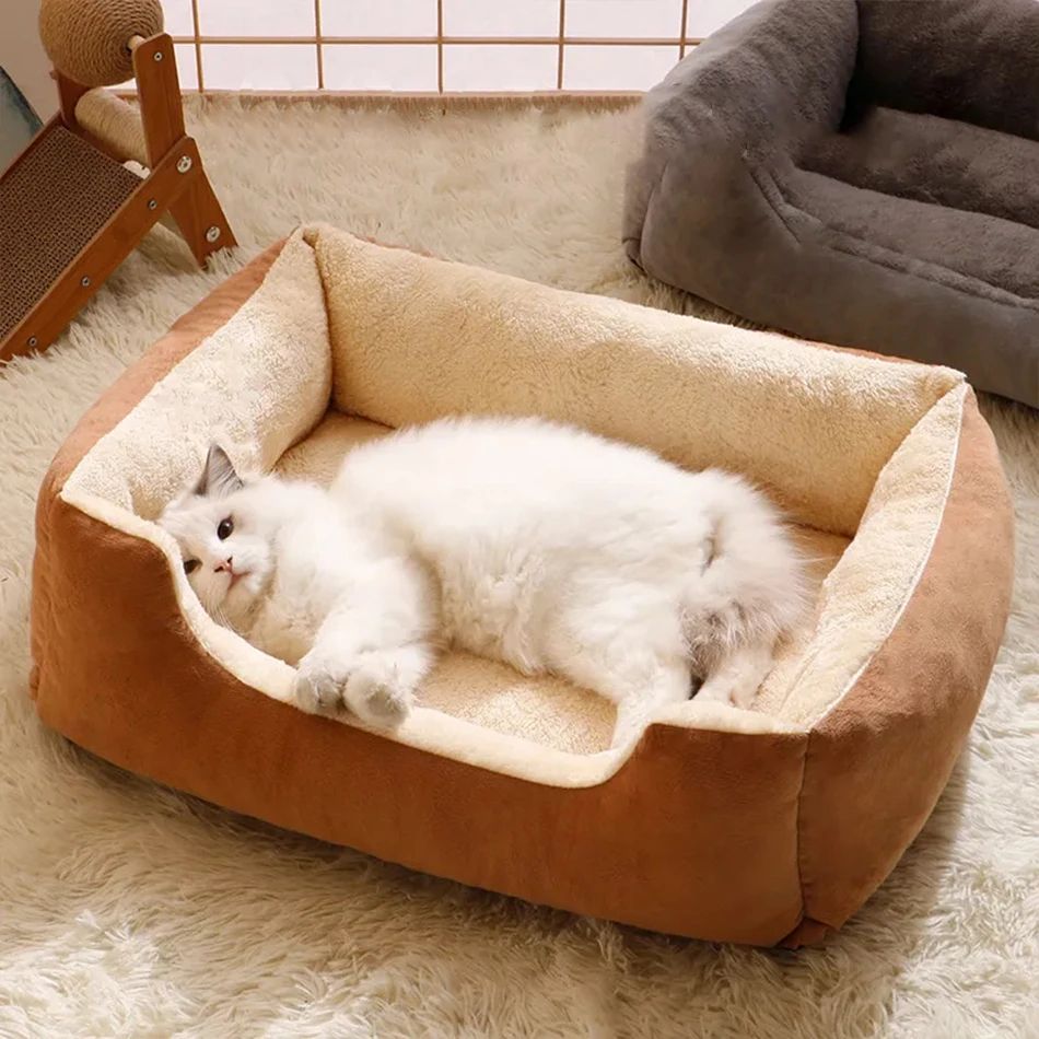 Luxury Cat Bed Plush Pet Products & Basket House Beds for Kittens & Small Dogs