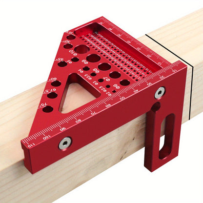 Precision Woodworking Square with Dowel Pins, Triangular Ruler & Multi-Angle Aluminum Alloy Scriber Tool