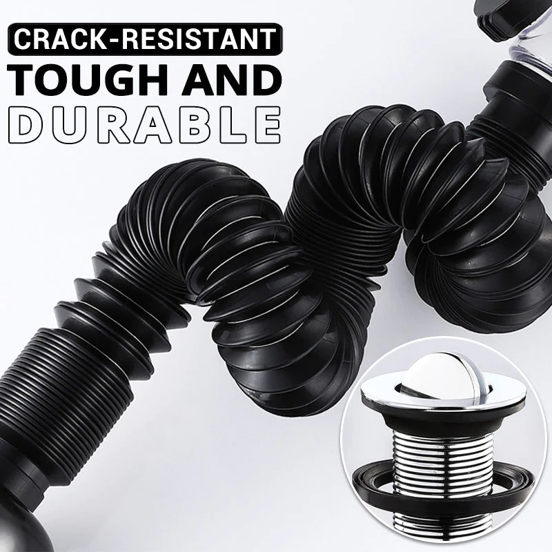 Drain Pipe Set Flexible Flip-Top Sink Drain with Deodorizing Filter, Universal Anti-Clogging Downspout for Kitchen Sinks