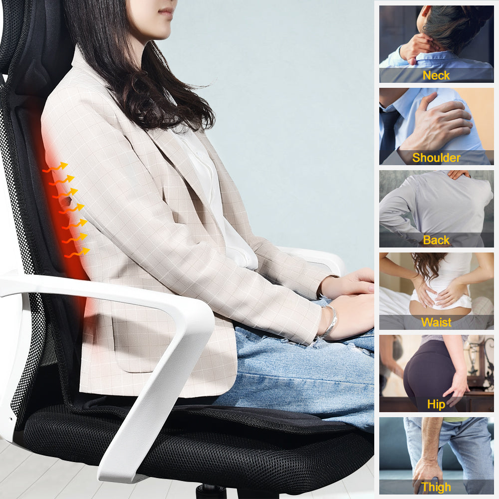 Massager Chair Pad With Electric Heating  Vibrating Neck And Back Cushion For Car  Home Use 5