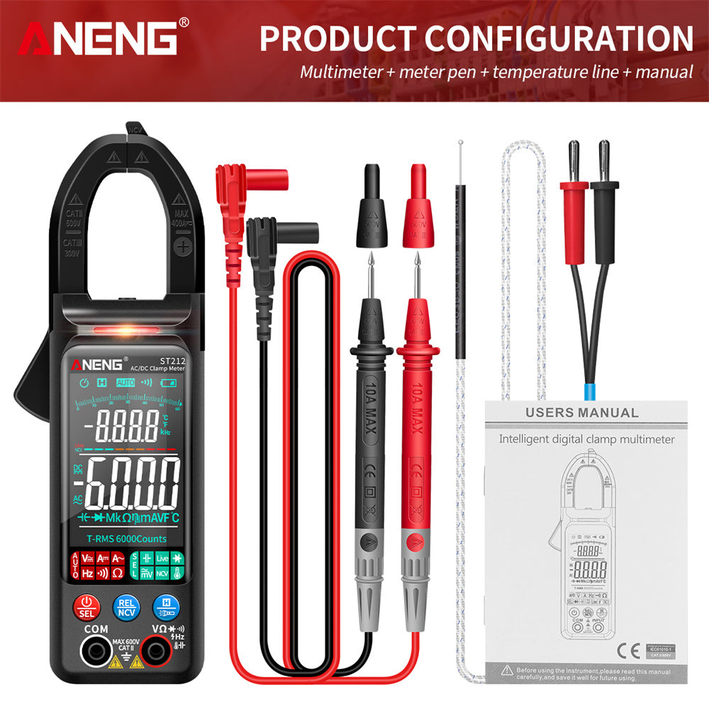 Professional 400A DCAC Digital Clamp Multimeter 6000 Counts With NCV  Large Color Display 7