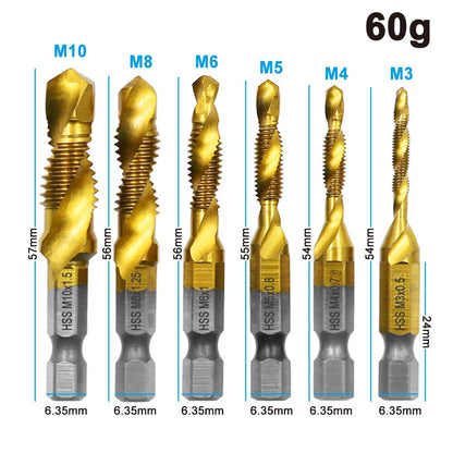 HighSpeed Steel Titanium Plated Composite Tap Drill  Chamfer Tool Set size