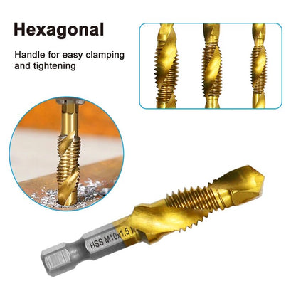 HighSpeed Steel Titanium Plated Composite Tap Drill  Chamfer Tool Set 2