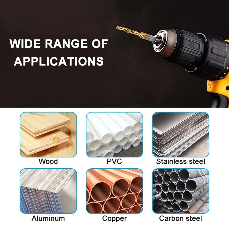 HighSpeed Steel Titanium Plated Composite Tap Drill  Chamfer Tool Set 4