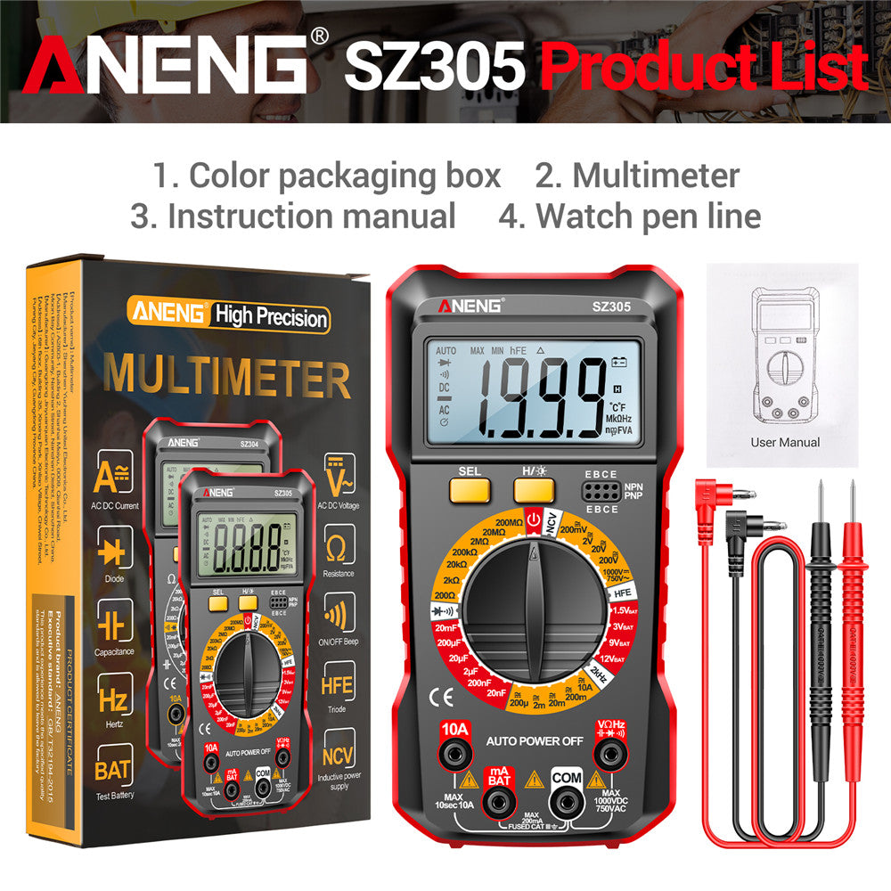 1999 Count Professional Multimeter ACDC Voltage Tester Ammeter Capacitor  Electrician Detector Tool 6