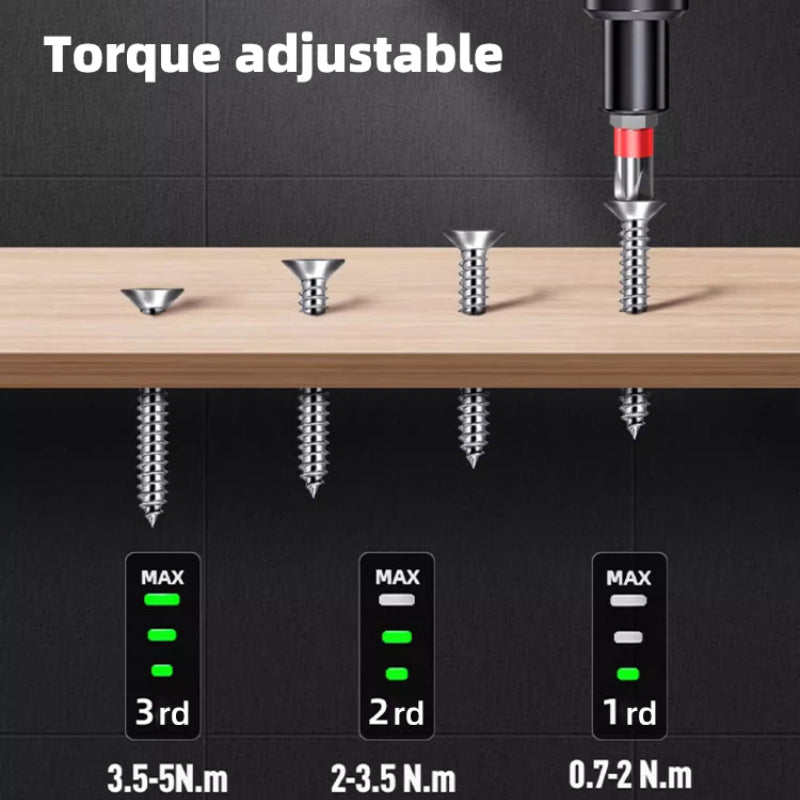 USB Rechargeable Mini Electric Screwdriver  Adjustable Torque  LED Light