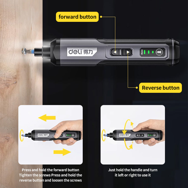 USB Rechargeable Mini Electric Screwdriver  Adjustable Torque  LED Light