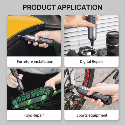 USB Rechargeable Mini Electric Screwdriver  Adjustable Torque  LED Light