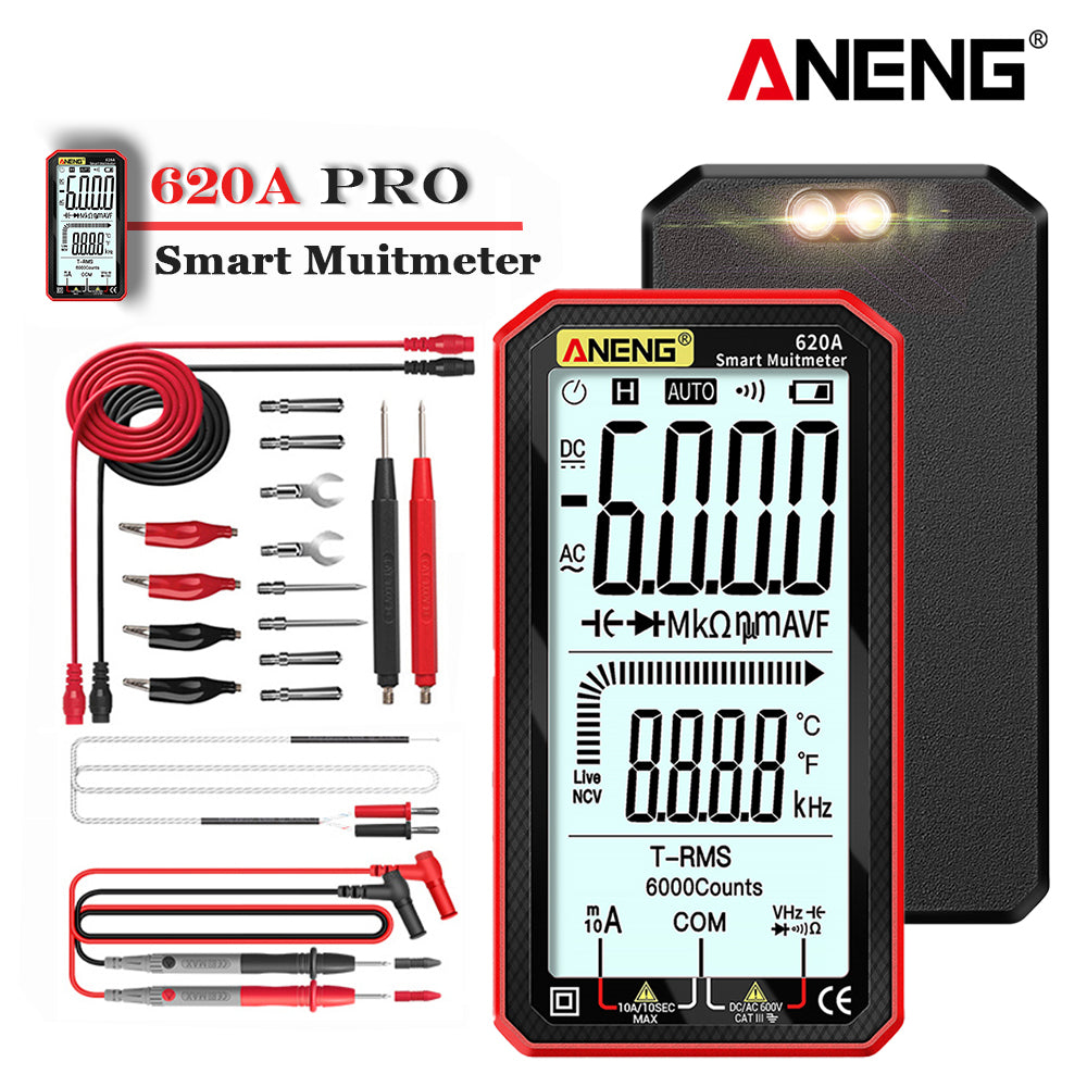 6000 Counts Digital Smart Multimeter, True RMS, Auto-Ranging, Capacitance & Temperature Tester