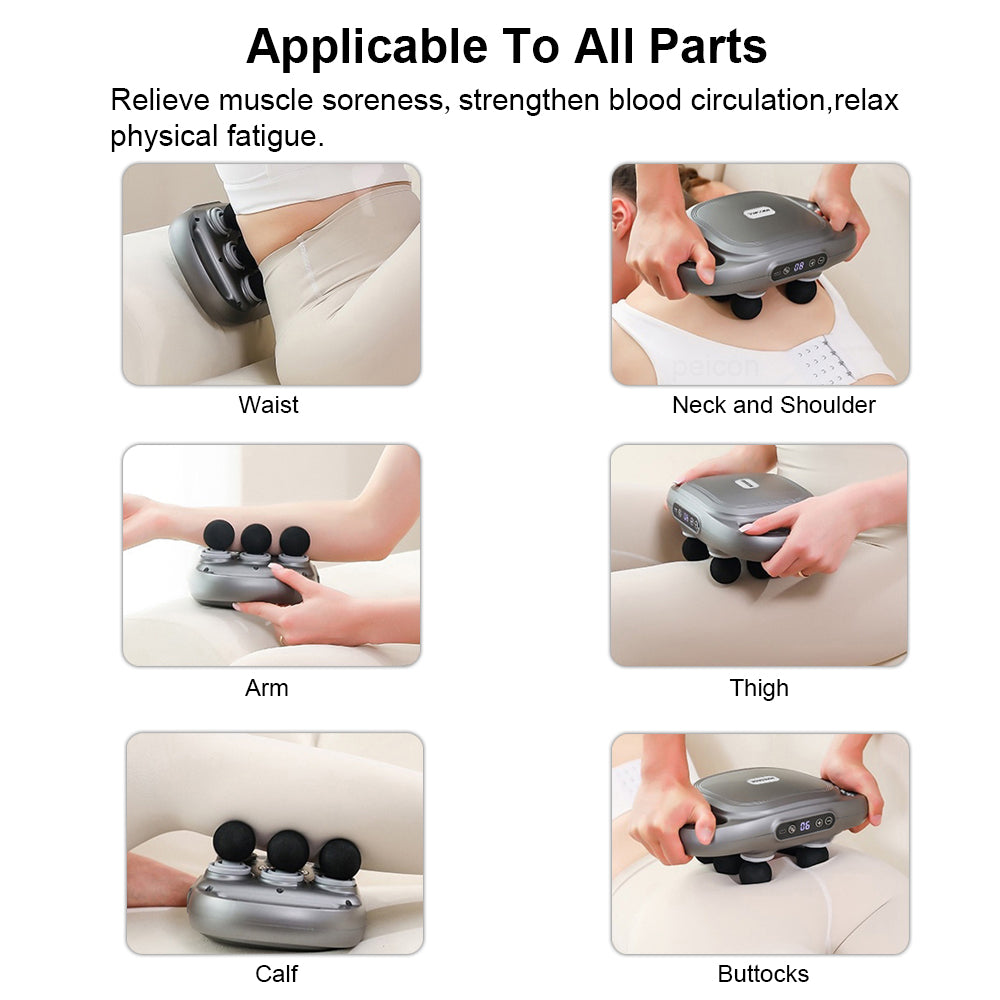 Fascia Gun Muscle Massager Gun, 6-Head Body Shoulder and Back Percussion Therapy