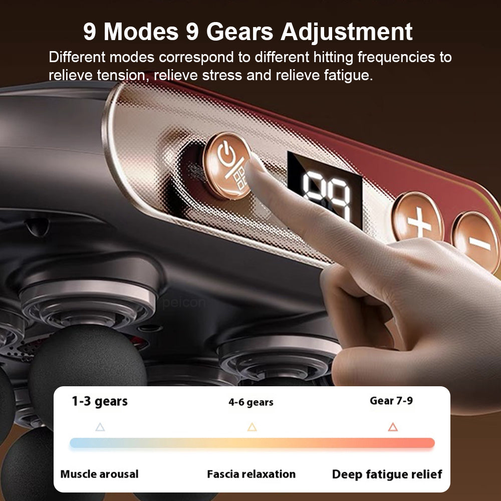 Fascia Gun Muscle Massager Gun, 6-Head Body Shoulder and Back Percussion Therapy