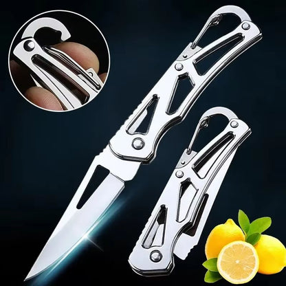 Folding Fruit Knife, Stainless Steel Pocket Knife with Keychain Non-Slip Handle for Travel & Home