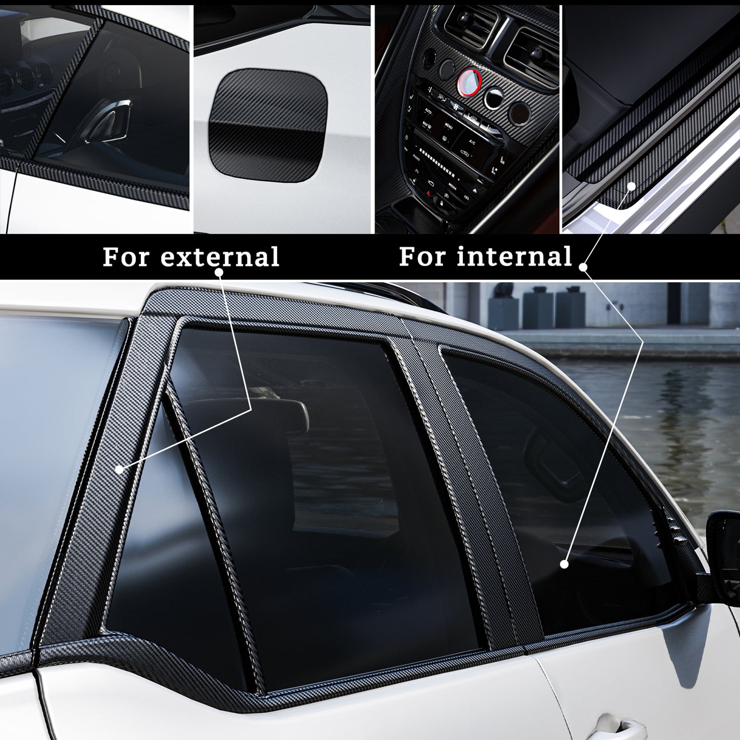 Nano Carbon Fiber 3D Sticker Tape Peel And Stick DIY Car Protector For Mirrors  Doors Waterproof Cr