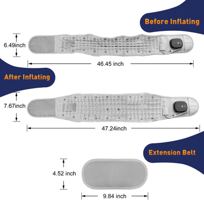 Rechargeable Inflatable Waist Belt for Lumbar Support, Heating, Vibration Massage & Decompression