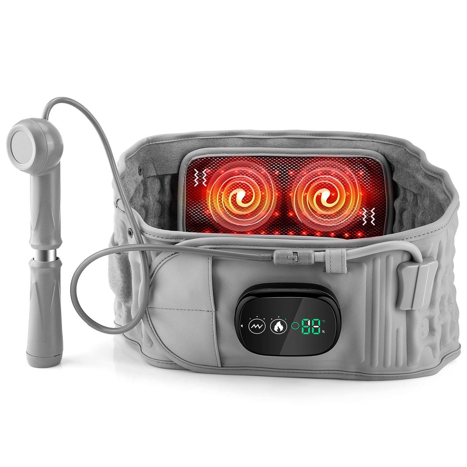 Rechargeable Inflatable Waist Belt for Lumbar Support, Heating, Vibration Massage & Decompression