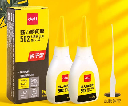 Deli Super Glue FastActing Cyanoacrylate Adhesive for Metal Wood Rubber  Leather  HighStrengt