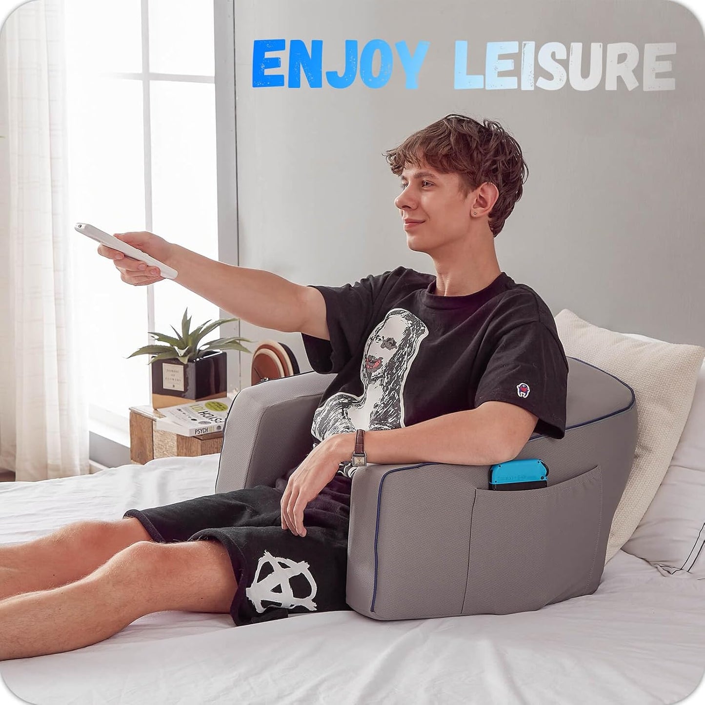 Lap Desk Pillow with Memory Foam for Gaming, Reading, & Laptop Use