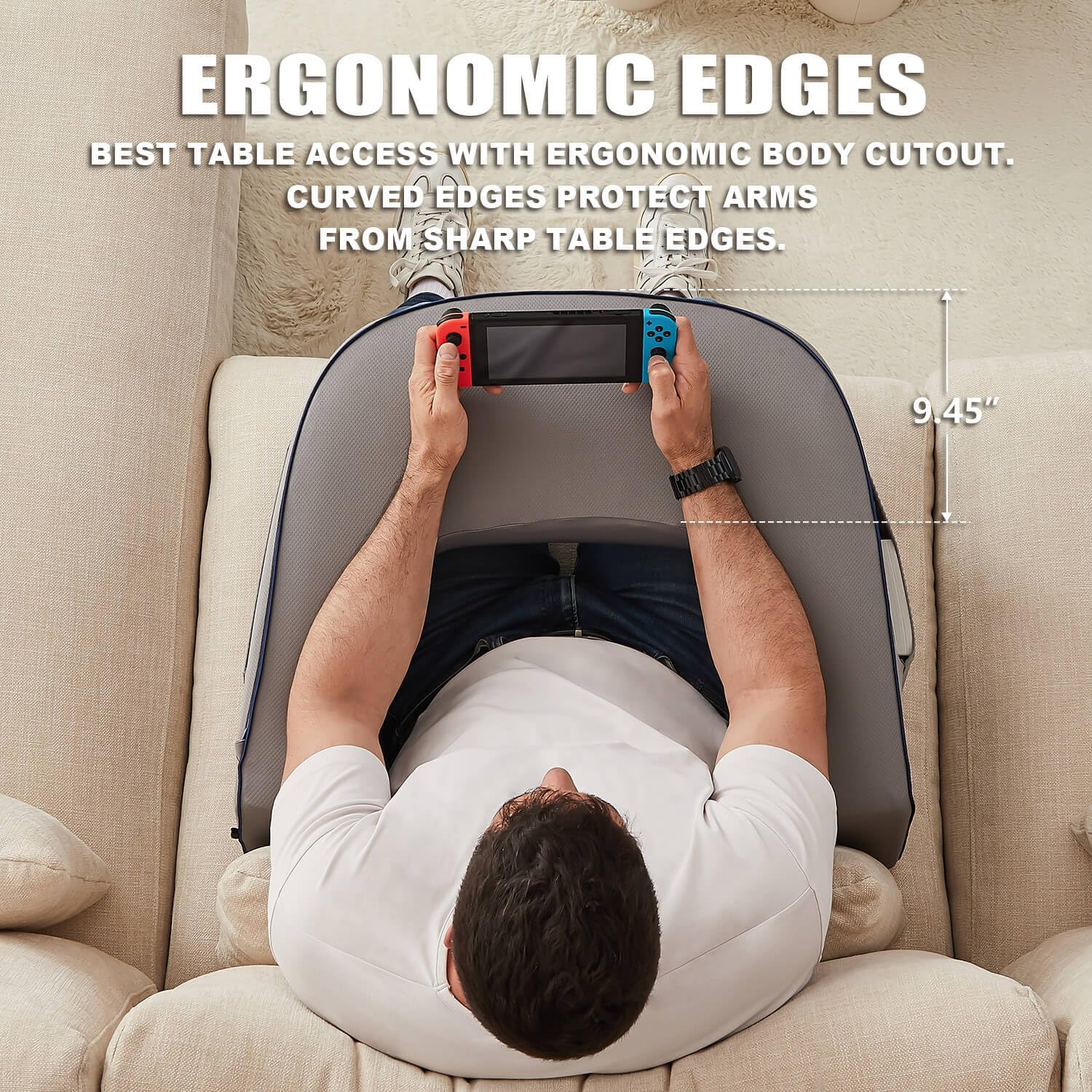 Lap Desk Pillow with Memory Foam for Gaming, Reading, & Laptop Use