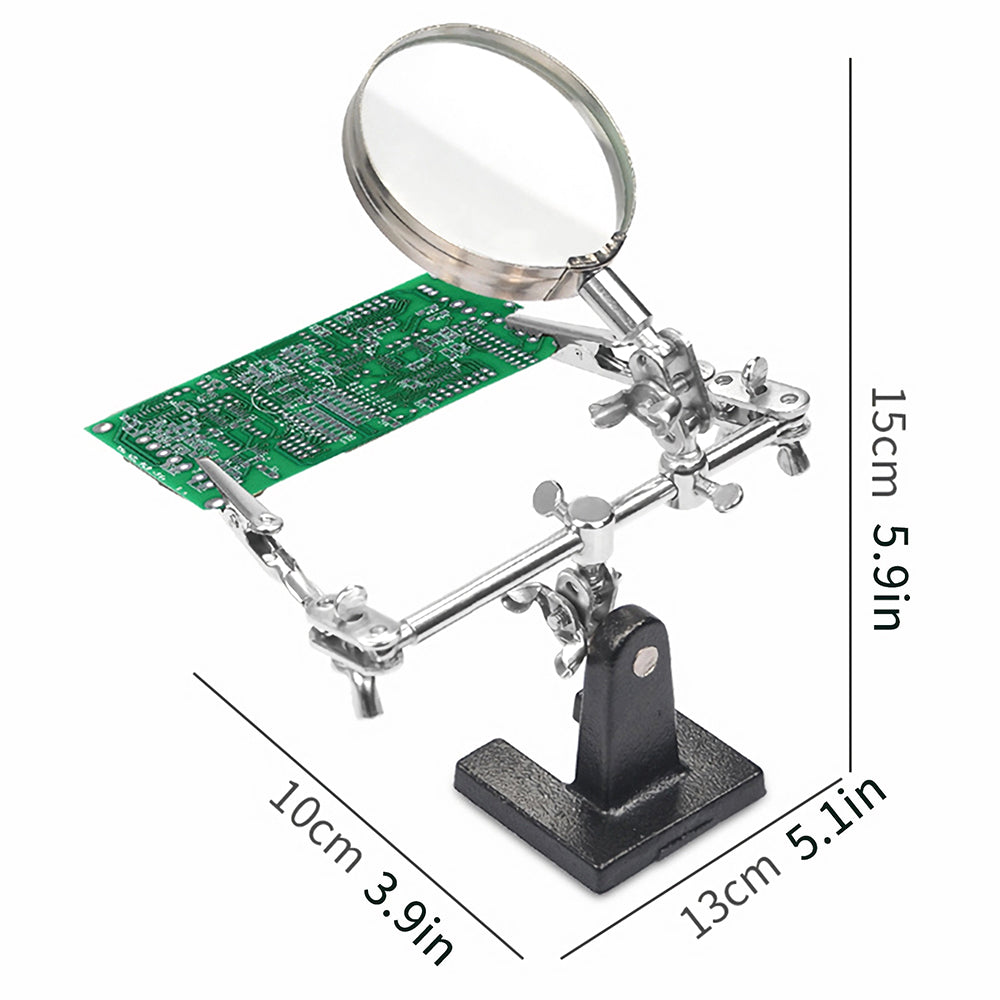 Stainless Steel Magnifier with LED Light 360 Adjustable Auxiliary Tool for Iron Circuit Board Weld