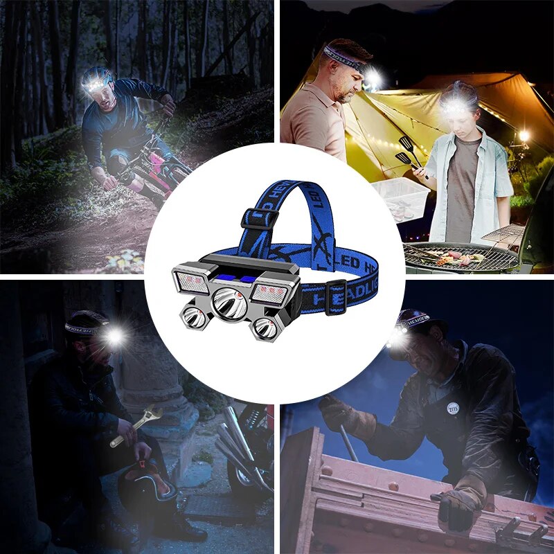 Rechargeable Head Flashlight HighLumen LED Headlamp For Hiking Fishing  Outdoor Adventures 5