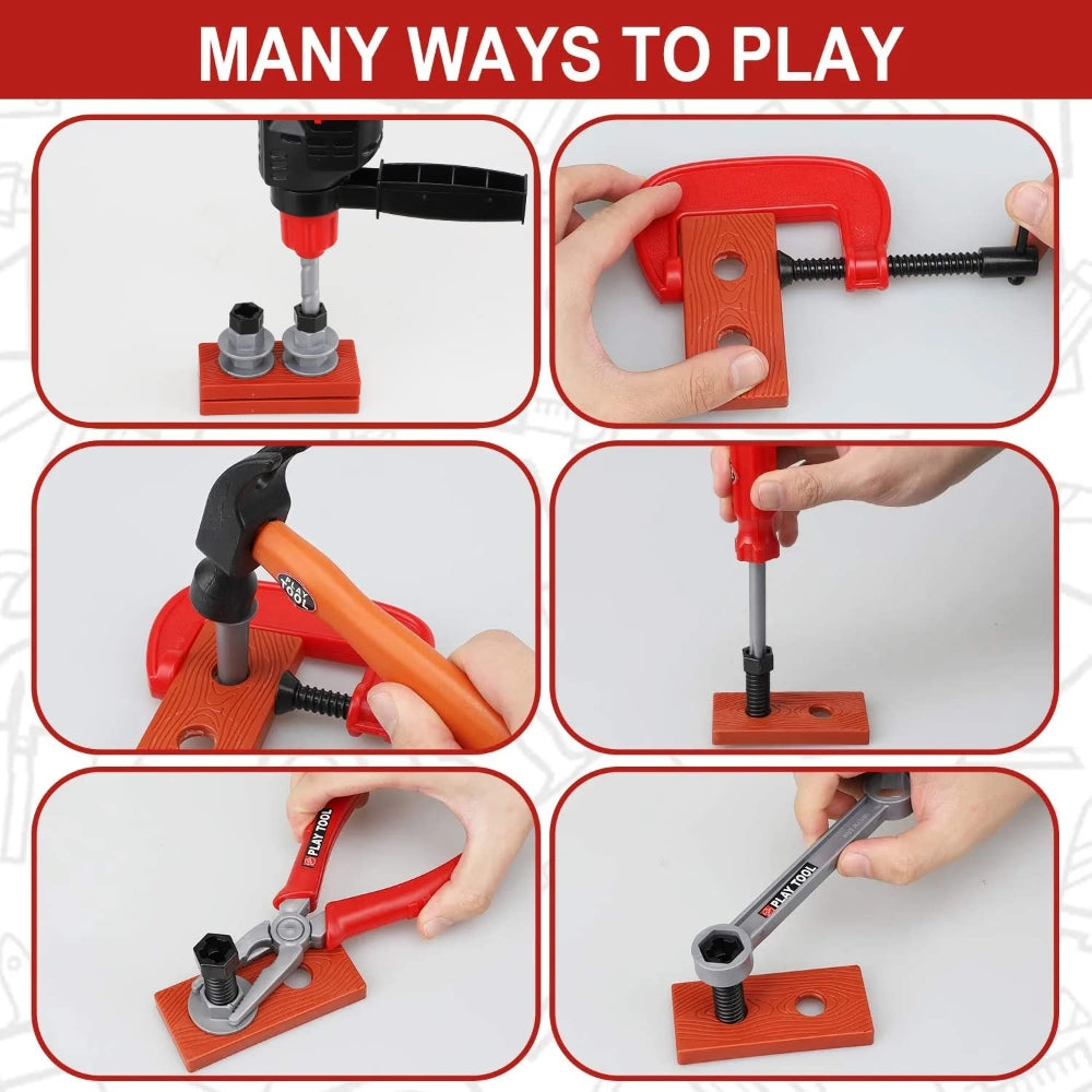 Childrens Tool Set With Electric Toy Drill Kids Power Tool Kit For Toddler Boys  Girls 5