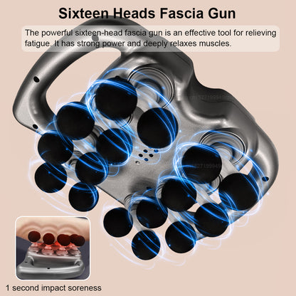 16-Head Fascia Gun Muscle Massager, Professional Body Back and Shoulder Relief