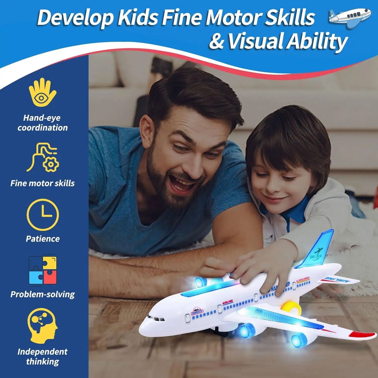 Electronic Aeroplane Toy With Music  Autopilot Flash Sound Automatic Rotation Plane  Educational Gi