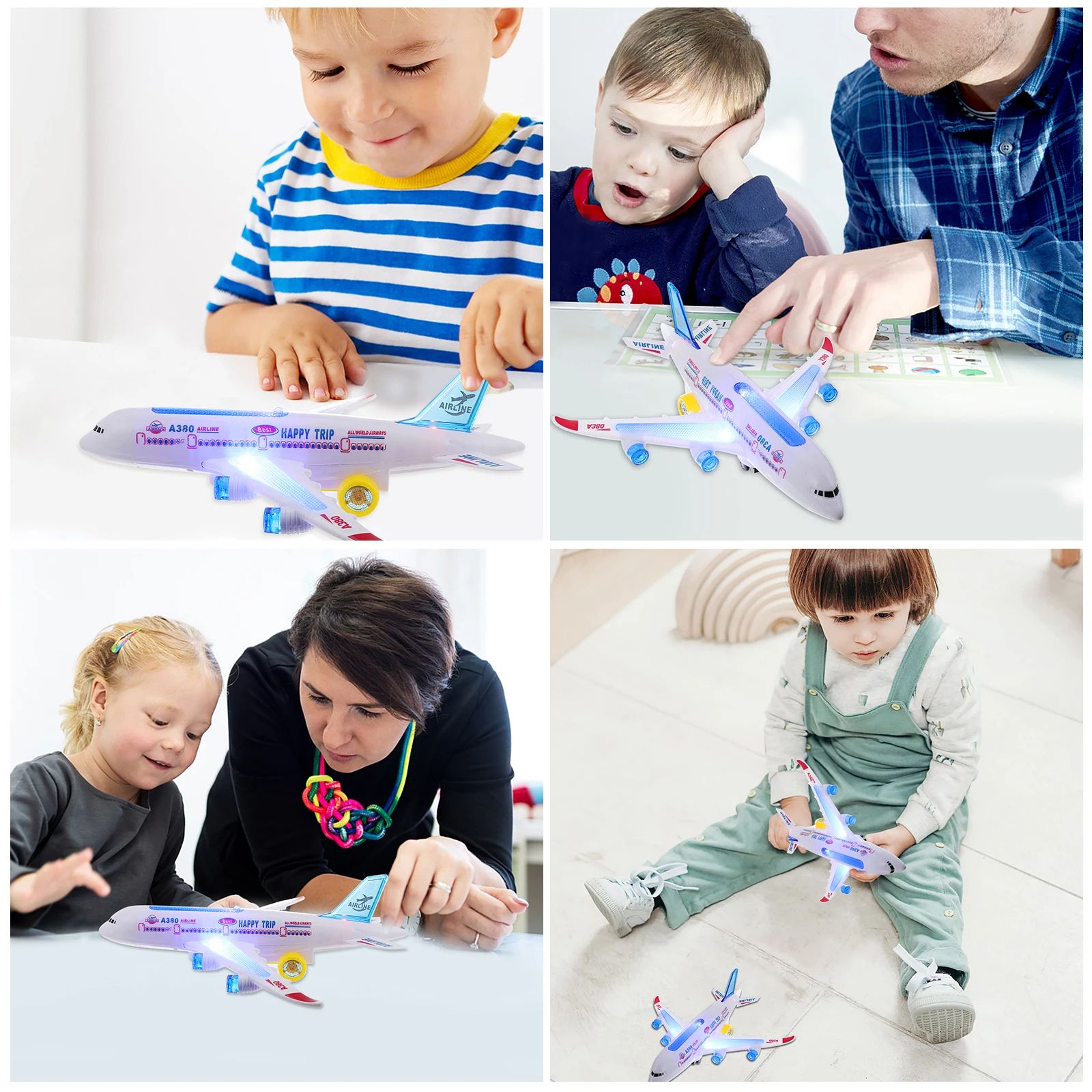 Electronic Aeroplane Toy With Music  Autopilot Flash Sound Automatic Rotation Plane  Educational Gi