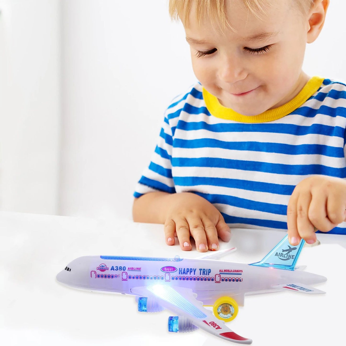 Electronic Aeroplane Toy With Music  Autopilot Flash Sound Automatic Rotation Plane  Educational Gi