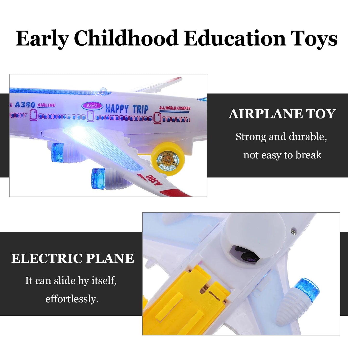 Electronic Aeroplane Toy With Music  Autopilot Flash Sound Automatic Rotation Plane  Educational Gi