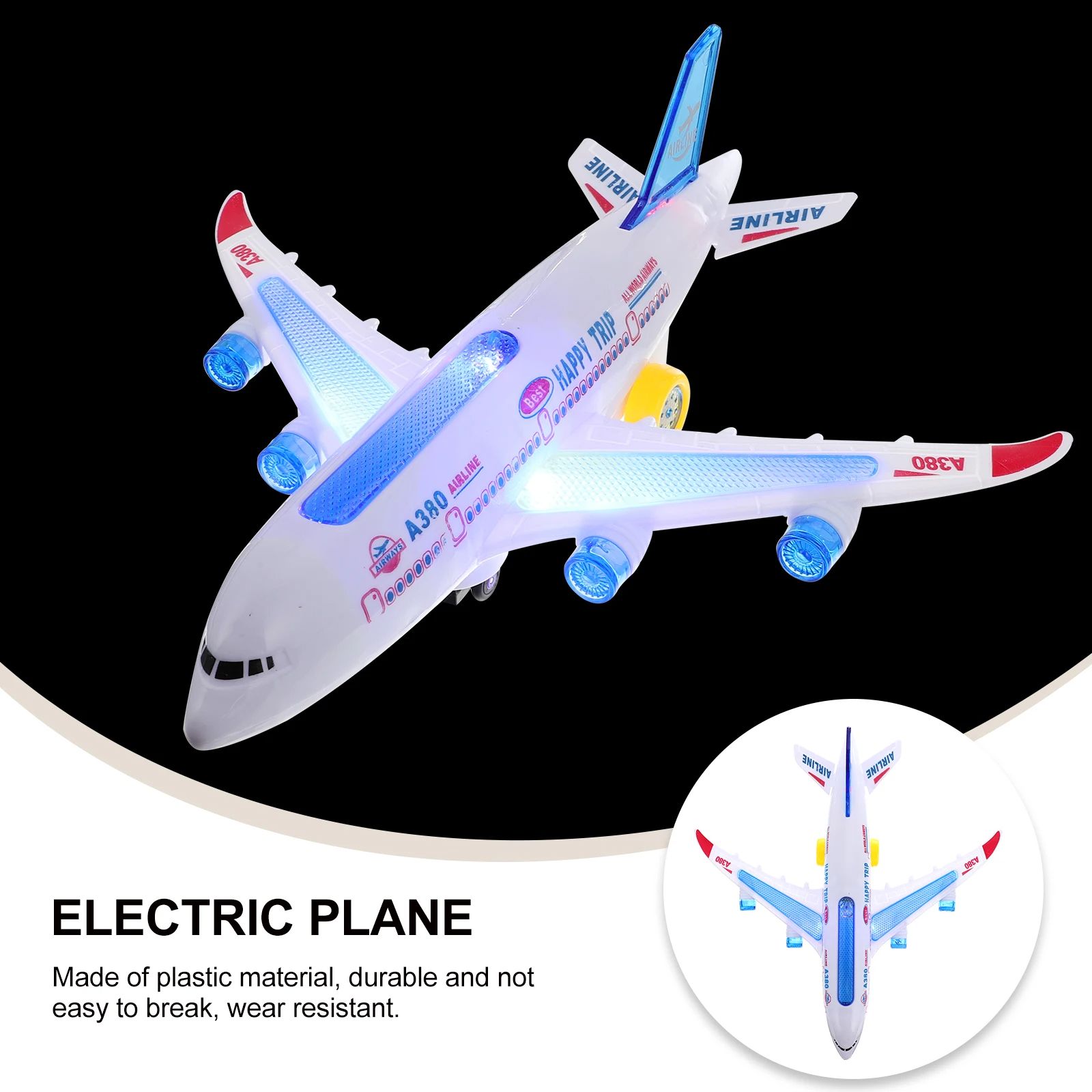 Electronic Aeroplane Toy With Music  Autopilot Flash Sound Automatic Rotation Plane  Educational Gi