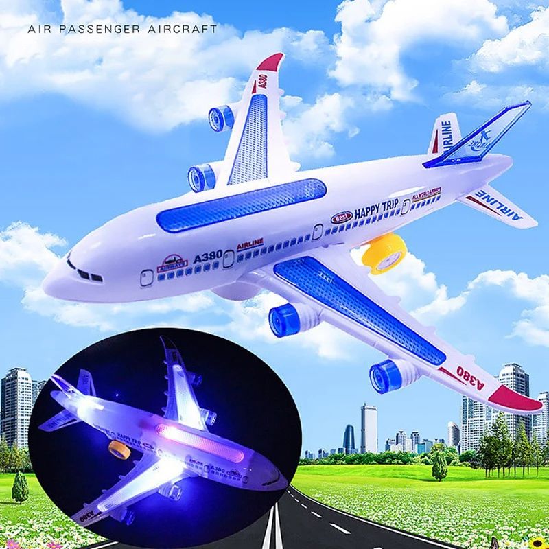 Electronic Aeroplane Toy With Music  Autopilot Flash Sound Automatic Rotation Plane  Educational Gi